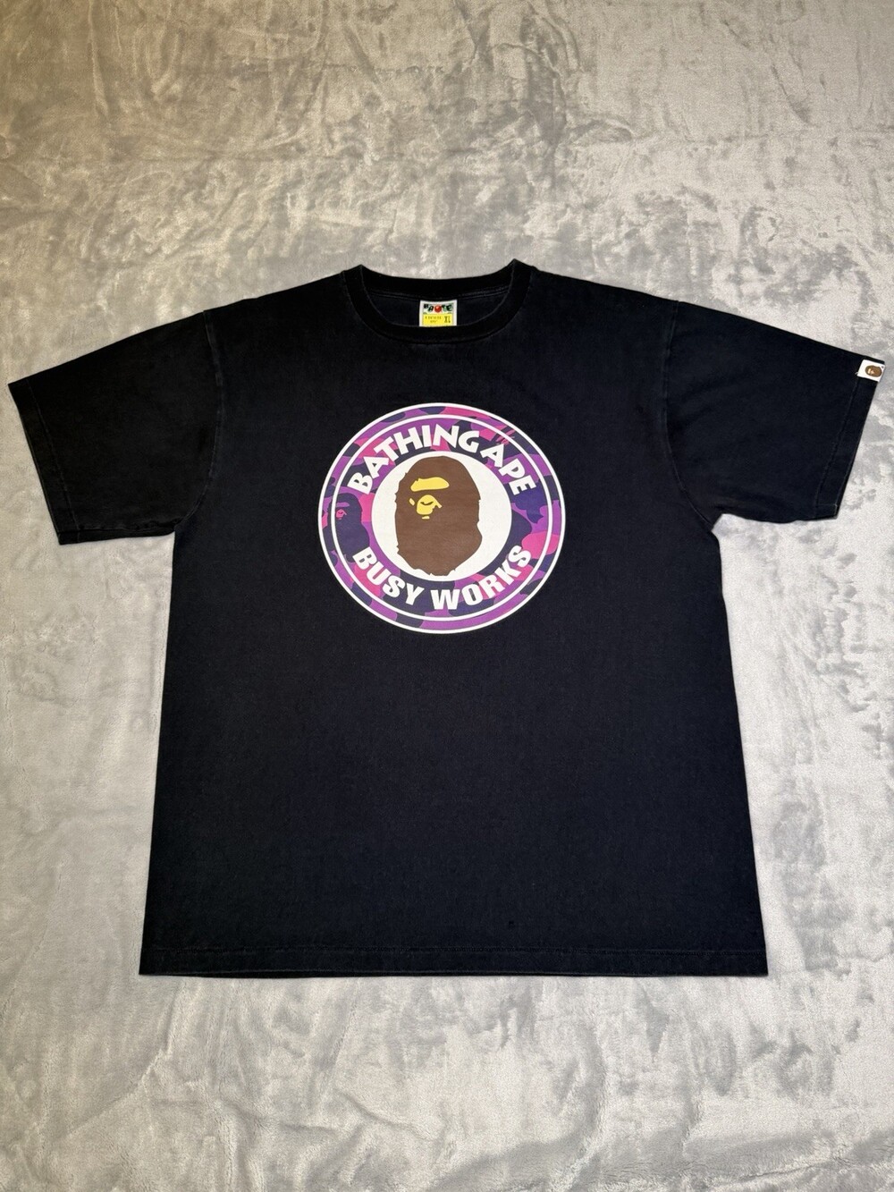 Bape A Bathing Ape Busy Works Purple Camo T-shirt Men’s XL Japan Streetwear Good